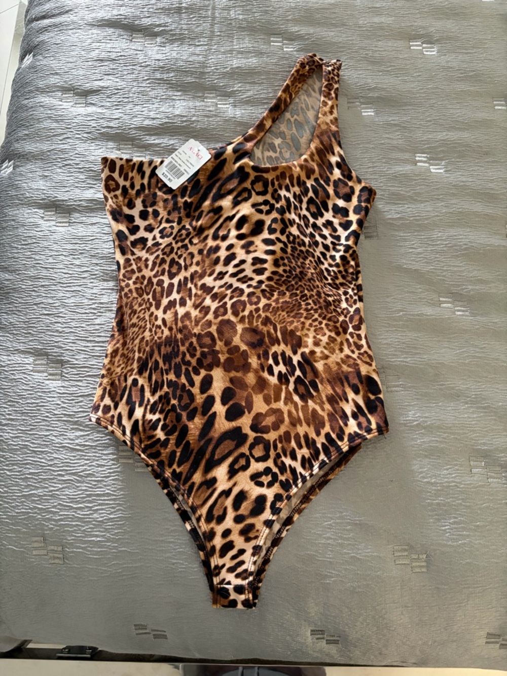 A’gaci Night Time Snake Leopard Print One-Shoulder Bodysuit S